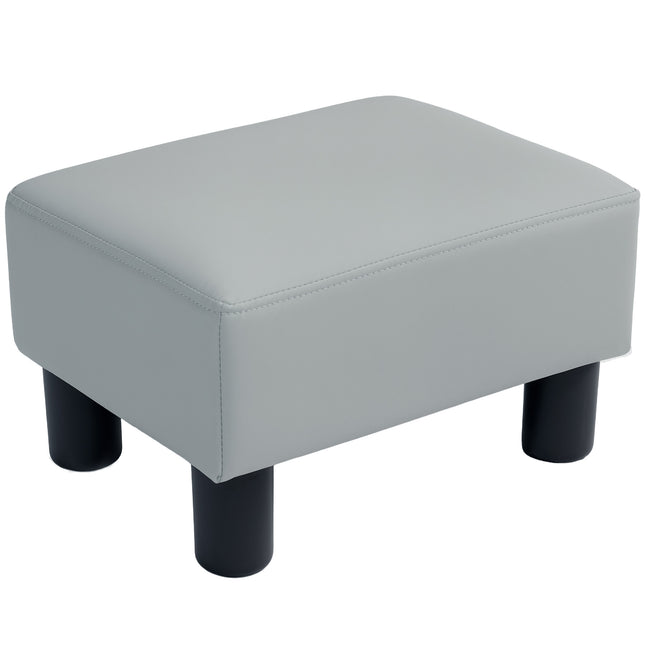 PU Leather Footstool with Plastic Legs 40x30x24cm - Grey