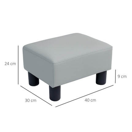 PU Leather Footstool with Plastic Legs 40x30x24cm - Grey