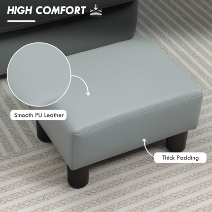 PU Leather Footstool with Plastic Legs 40x30x24cm - Grey