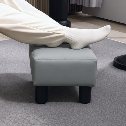 PU Leather Footstool with Plastic Legs 40x30x24cm - Grey