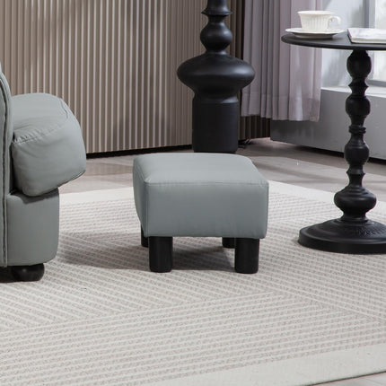 PU Leather Footstool with Plastic Legs 40x30x24cm - Grey