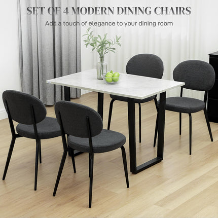 Set of Four Boucle Dining Chairs - Black