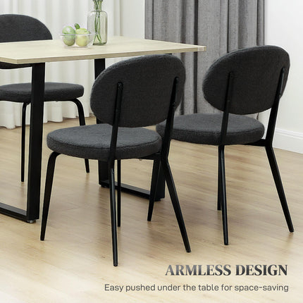 Set of Four Boucle Dining Chairs - Black