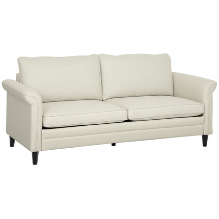 3 Seater Sofa, Modern Fabric Sofa Couch with Spring Cushion, Rubber Wood Legs, 1