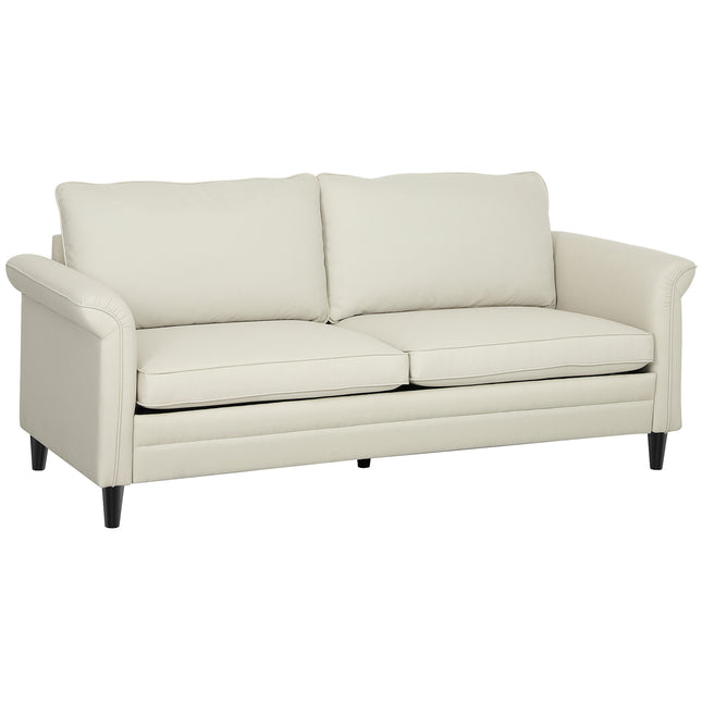 3 Seater Sofa, Modern Fabric Sofa Couch with Spring Cushion, Rubber Wood Legs, 1