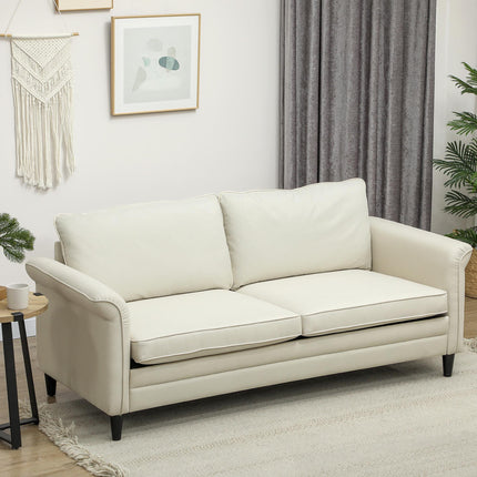 3 Seater Sofa, Modern Fabric Sofa Couch with Spring Cushion, Rubber Wood Legs, 1