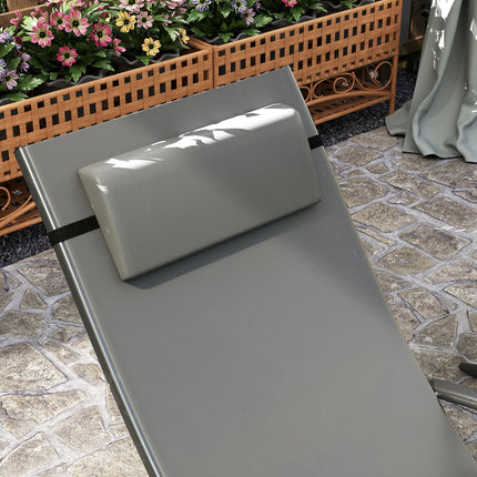 Set of 2 Adjustable Back Quick-Dry Mesh Sun Loungers - Grey