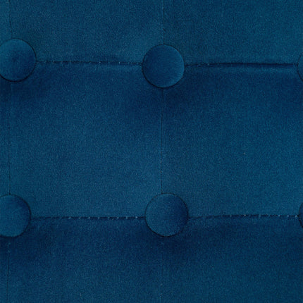 Velvet-Feel Square Ottoman 35x35cm with Button Tufting - Blue