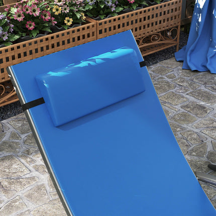 Set of Two Adjustable Back Sun Loungers - Blue