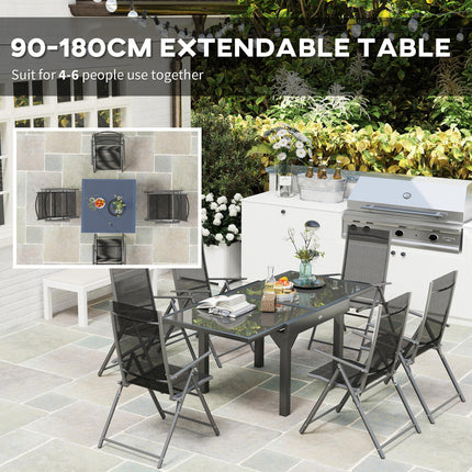 7 Piece Outdoor Extendable Dining Set with Folding Chairs - Grey