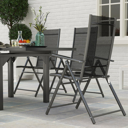 7 Piece Outdoor Extendable Dining Set with Folding Chairs - Grey