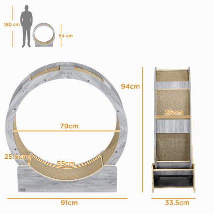 Cat Wheel with Brake, Scratching Pads - Grey