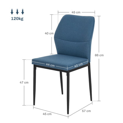 Velvet Dining Chairs Set of 2, Modern Armless Upholstered Kitchen Chairs with Me