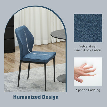 Velvet Dining Chairs Set of 2, Modern Armless Upholstered Kitchen Chairs with Me