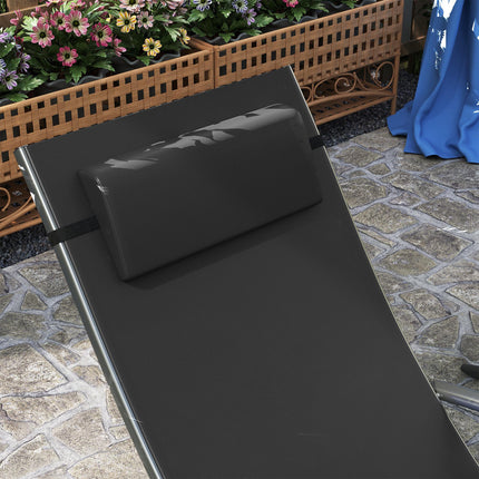 Set of 2 Adjustable Back Sun Loungers with Quick-Dry Mesh - Black