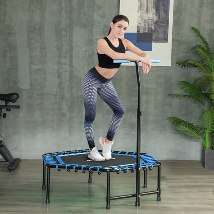 SPORTNOW 45" Rebounder Trampoline for Adults, Quiet Bungee Rebounder with LED Lights and Adjustable Handle, Blue
