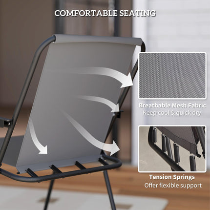 4 Seater Garden Furniture Set with 6 Pieces Table, Folding Chairs & Parasol - Grey