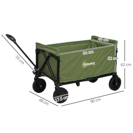 120L Folding Camping Trolley Cart with Adjustable Handle - Green