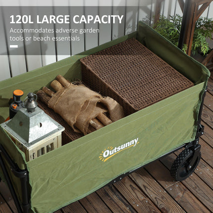 120L Folding Camping Trolley Cart with Adjustable Handle - Green