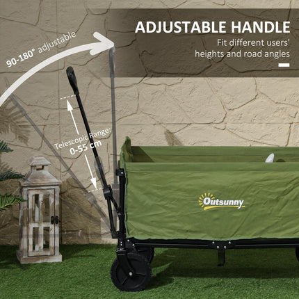 120L Folding Camping Trolley Cart with Adjustable Handle - Green