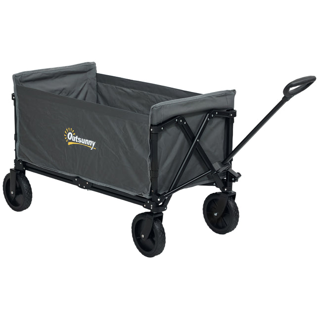 120L Folding Camping Trolley Cart with Adjustable Handle - Grey