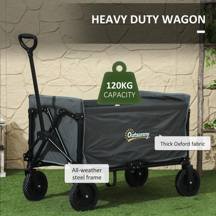 120L Folding Camping Trolley Cart with Adjustable Handle - Grey