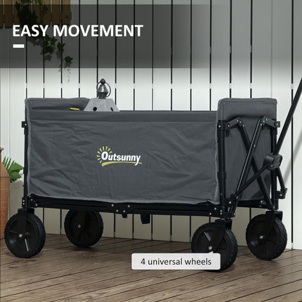 120L Folding Camping Trolley Cart with Adjustable Handle - Grey