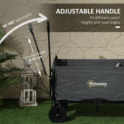 120L Folding Camping Trolley Cart with Adjustable Handle - Grey