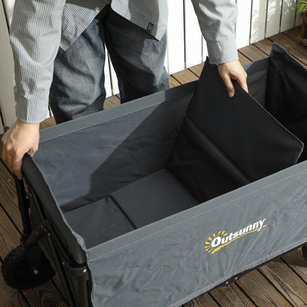 120L Folding Camping Trolley Cart with Adjustable Handle - Grey