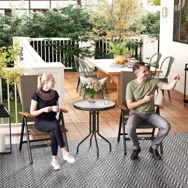 2 Pieces Folding Rattan Garden Dining Chairs with 5-level Reclining High Back, W