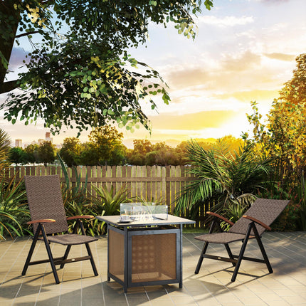 2 Pieces Folding Rattan Garden Dining Chairs with 5-level Reclining High Back, W
