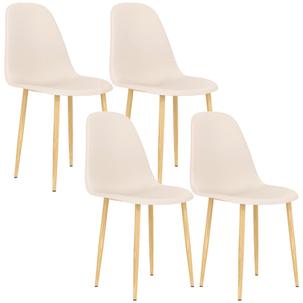 Modern Dining Chairs Set of 4, Kitchen Chairs with Backrest and Steel Legs for D