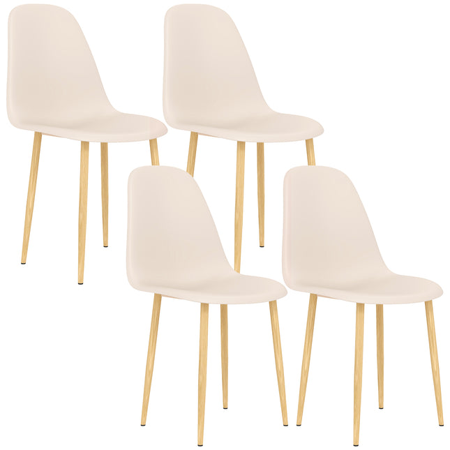 Modern Dining Chairs Set of 4, Kitchen Chairs with Backrest and Steel Legs for D