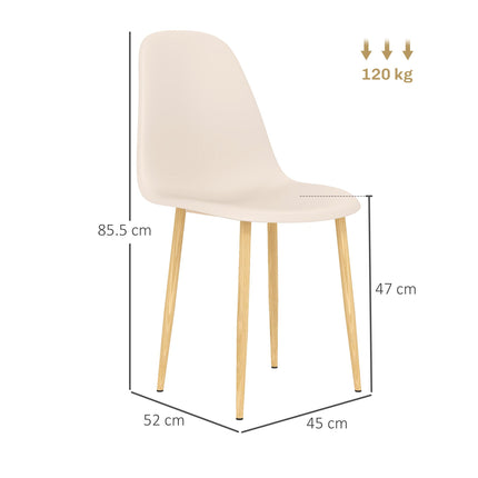 Modern Dining Chairs Set of 4, Kitchen Chairs with Backrest and Steel Legs for D