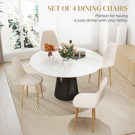 Modern Dining Chairs Set of 4, Kitchen Chairs with Backrest and Steel Legs for D
