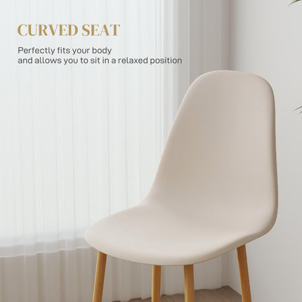 Modern Dining Chairs Set of 4, Kitchen Chairs with Backrest and Steel Legs for D