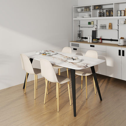 Modern Dining Chairs Set of 4, Kitchen Chairs with Backrest and Steel Legs for D