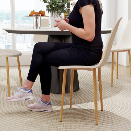 Modern Dining Chairs Set of 4, Kitchen Chairs with Backrest and Steel Legs for D