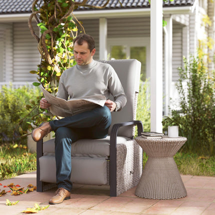 140¬∞ Reclining Rattan Armchair - Mixed Grey