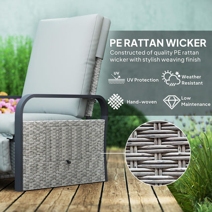 140¬∞ Reclining Rattan Armchair - Mixed Grey