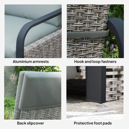 140¬∞ Reclining Rattan Armchair - Mixed Grey