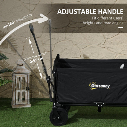 120L Folding Camping Trolley Cart with Adjustable Handle - Black