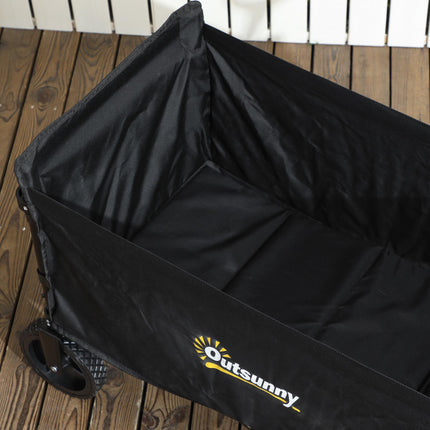 120L Folding Camping Trolley Cart with Adjustable Handle - Black