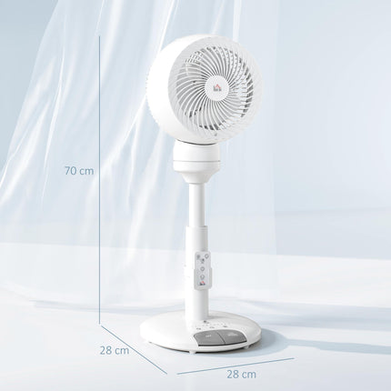 9'' Air Circulator Fan with 3 Speeds, 3 Modes, 70° Oscillation & Remote Control - White