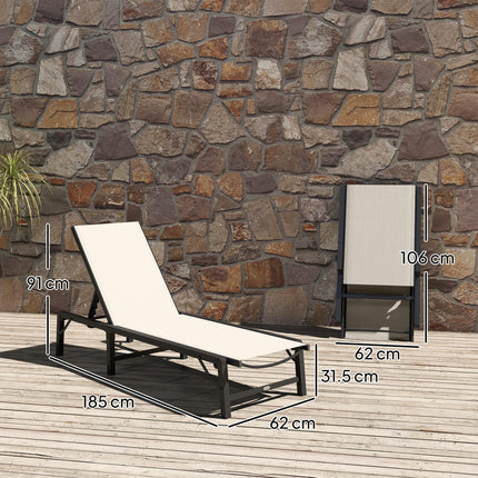 Folding Sun Lounger Set of 2, 5-Position Adjustable Reclining Garden Loungers, G 1