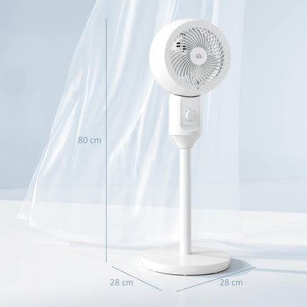 9'' Air Circulator Fan with 3 Speeds, 70° Oscillation & 90° Tilt, Carry Handle - White