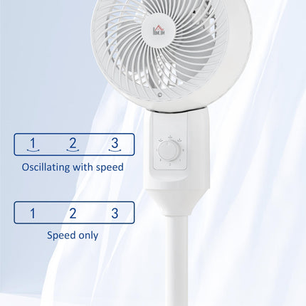 9'' Air Circulator Fan with 3 Speeds, 70° Oscillation & 90° Tilt, Carry Handle - White