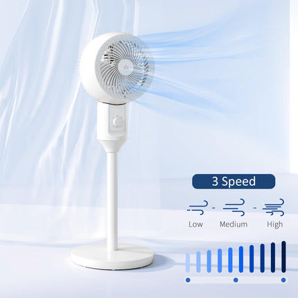 9'' Air Circulator Fan with 3 Speeds, 70° Oscillation & 90° Tilt, Carry Handle - White