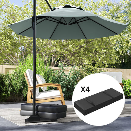 Set of 4 Parasol Weight Bags 25kg Fillable Sandbags with Handles - Black