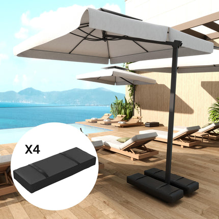 Set of 4 Parasol Weight Bags 25kg Fillable Sandbags with Handles - Black